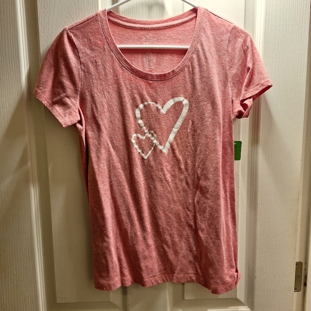 St Johns Bay Pink Heart Graphic T-Shirt Small